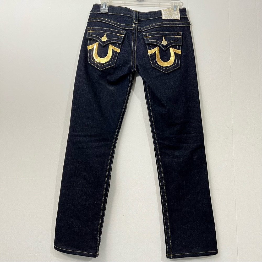 True Religion Billie jeans gold sequin pockets straight leg - size 27